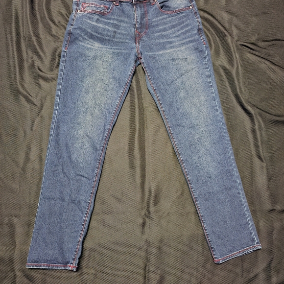 True ReligionMen's Blue Ricky Red Stitch SuperT Jean Size 34 *Geno Relaxed Slim* - Picture 15 of 16